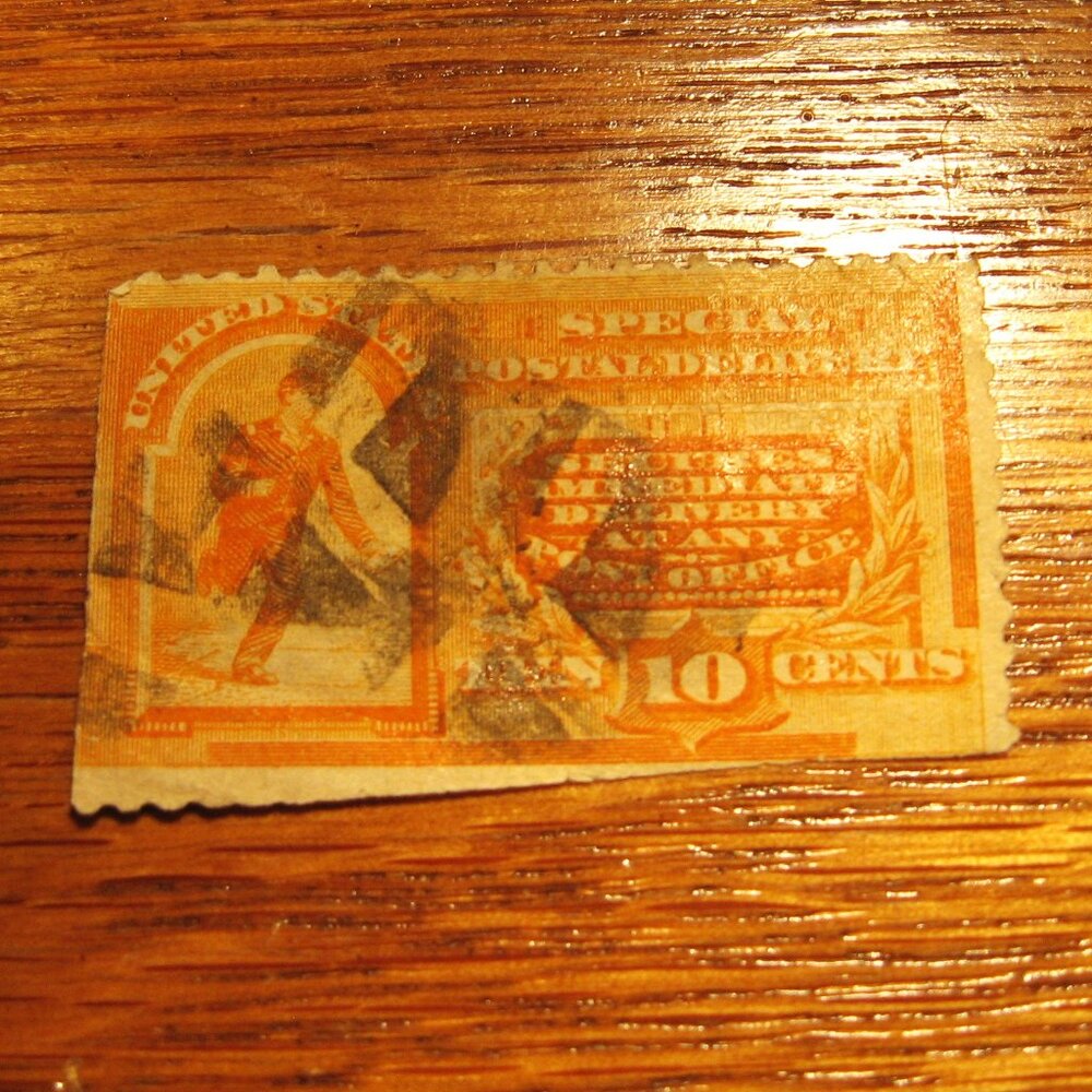 1893 Special Delivery 10 Cent Stamp Orange Unwatermarked